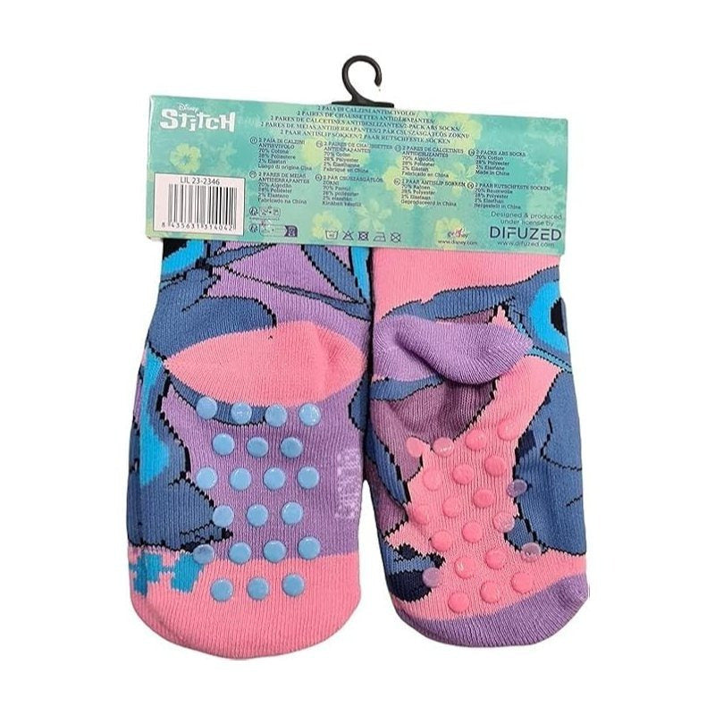 Stitch - 2 paia Calzini antiscivolo ufficiali Calze bambini Stitch anti scivolo