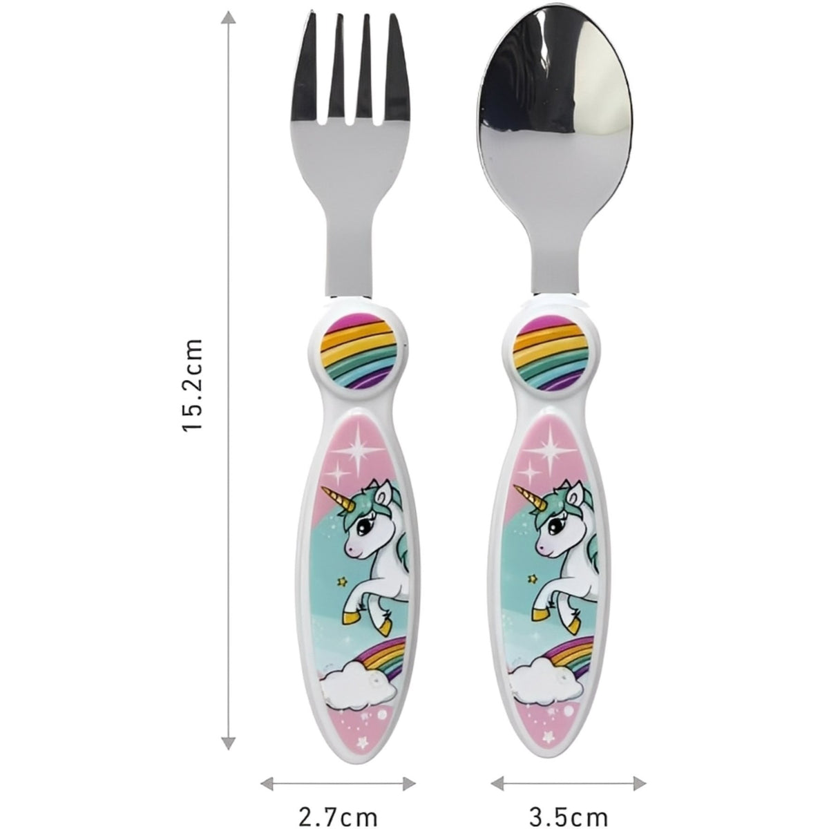 UNICORNO | Set Posate  Bambini in Acciaio Inossidabile - Forchetta e Cucchiaio (Unicorno)