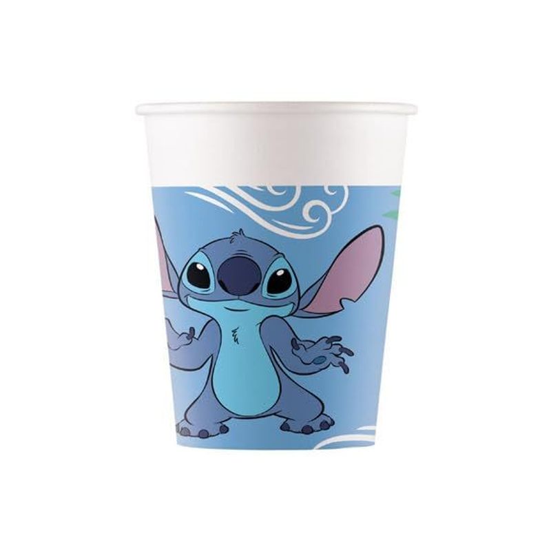STITCH - Kit Festa 8 Persone Set Tavola Addobbi Party Compleanno con 8 Piatti, 8 Bicchieri e 20 tovaglioli