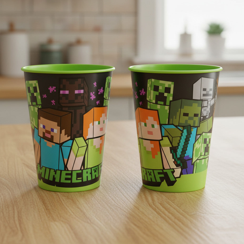 Set 2 Bicchieri per Bambini 260 ml in plastica Regalo per Ragazzi - Adatto per lavastoglie e microonde