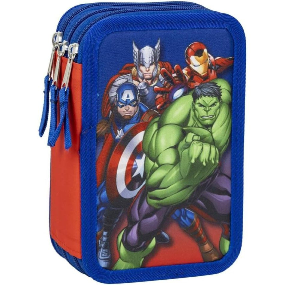 Portapenne Astuccio Triplo Borsellino Scuola e Asilo per Bambini e Ragazzi HULK Supereroi