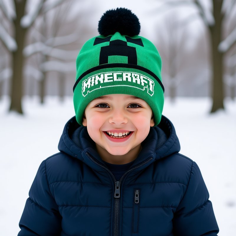Berretto Invernale Minecraft Bambini con Pon Pon Taglia Unica 9