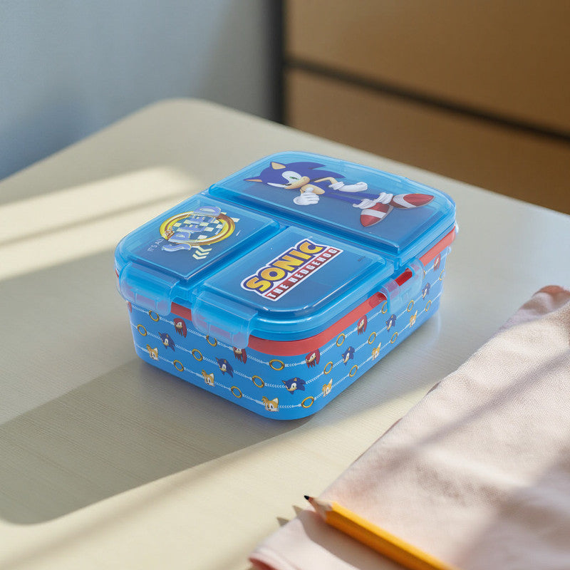 SONIC - Porta Merenda Scuola 3 Scomparti Lunch Box Pranzo Bambini 20x17 cm