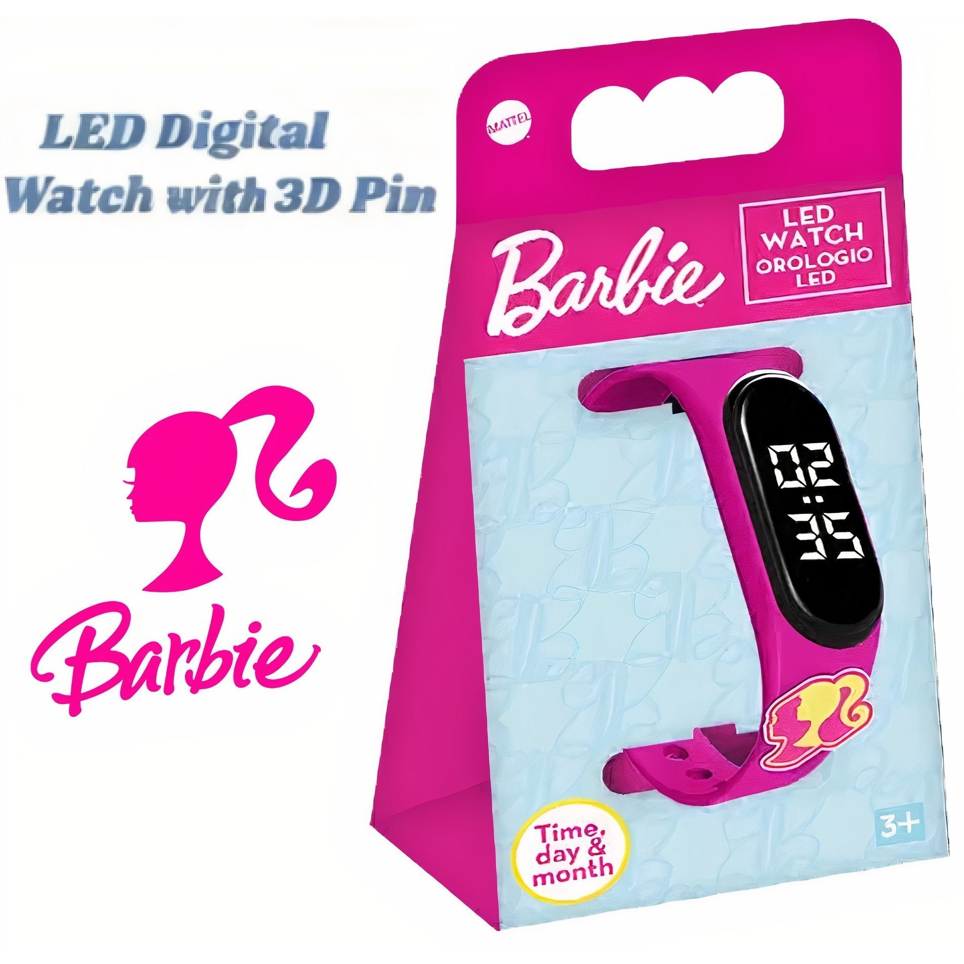 BARBIE Orologio Digitale LED per Bambini con Pin 3D