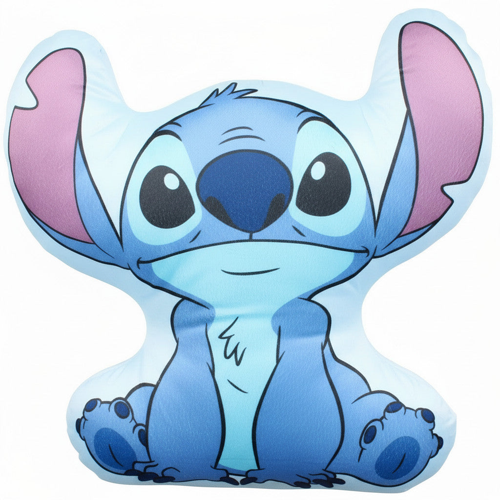 STITCH - Cuscino 3D Shaped Sagomato peluche Bambini in Poliestere con la Forma sagoma personaggio