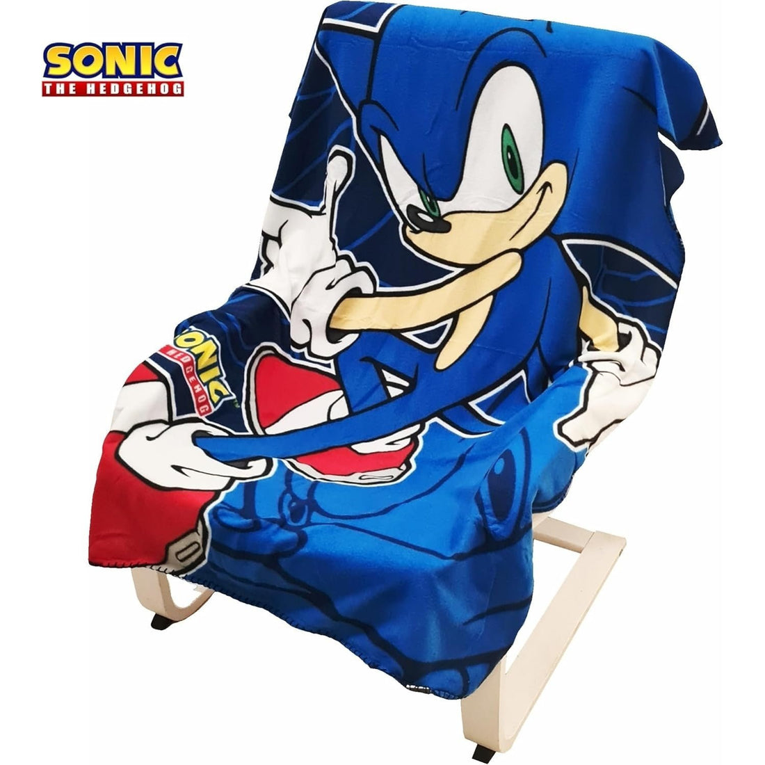 SONIC - Coperta Ufficiale Plaid Morbida e Calda 100x140cm per Bambini Pile con stampa Idea Regalo