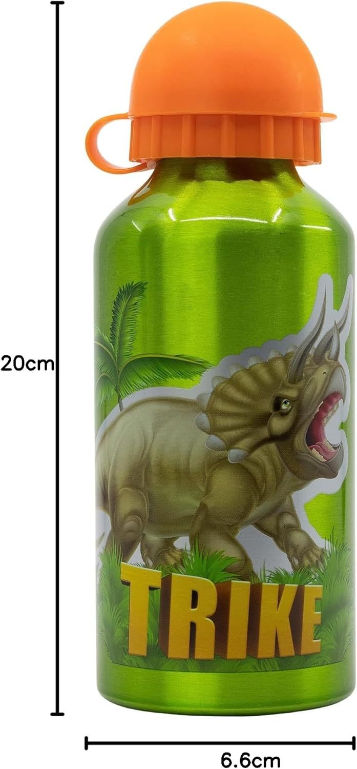 DINOSAURI - Borraccia ufficiale Scuola Bottiglia Sport in lega di Alluminio per Bambini e Ragazzi 400ml con beccuccio retraibile DINOSAURO T-REX