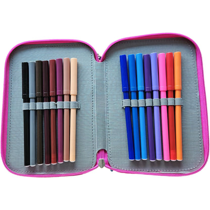 Portapenne Astuccio Triplo Borsellino Scuola e Asilo per Bambini e Ragazzi GABBY