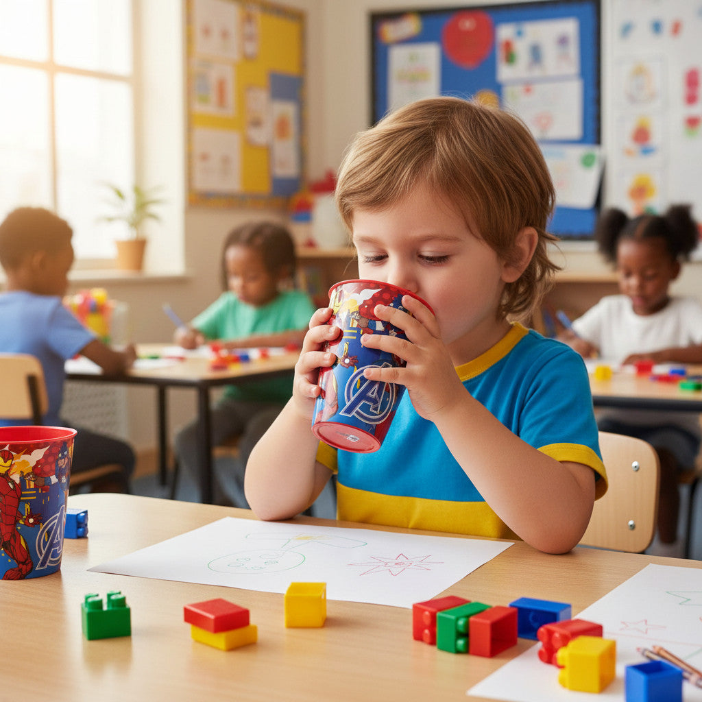 Set 2 Bicchieri per Bambini 260 ml in plastica Regalo per Ragazzi - Adatto per lavastoglie e microonde