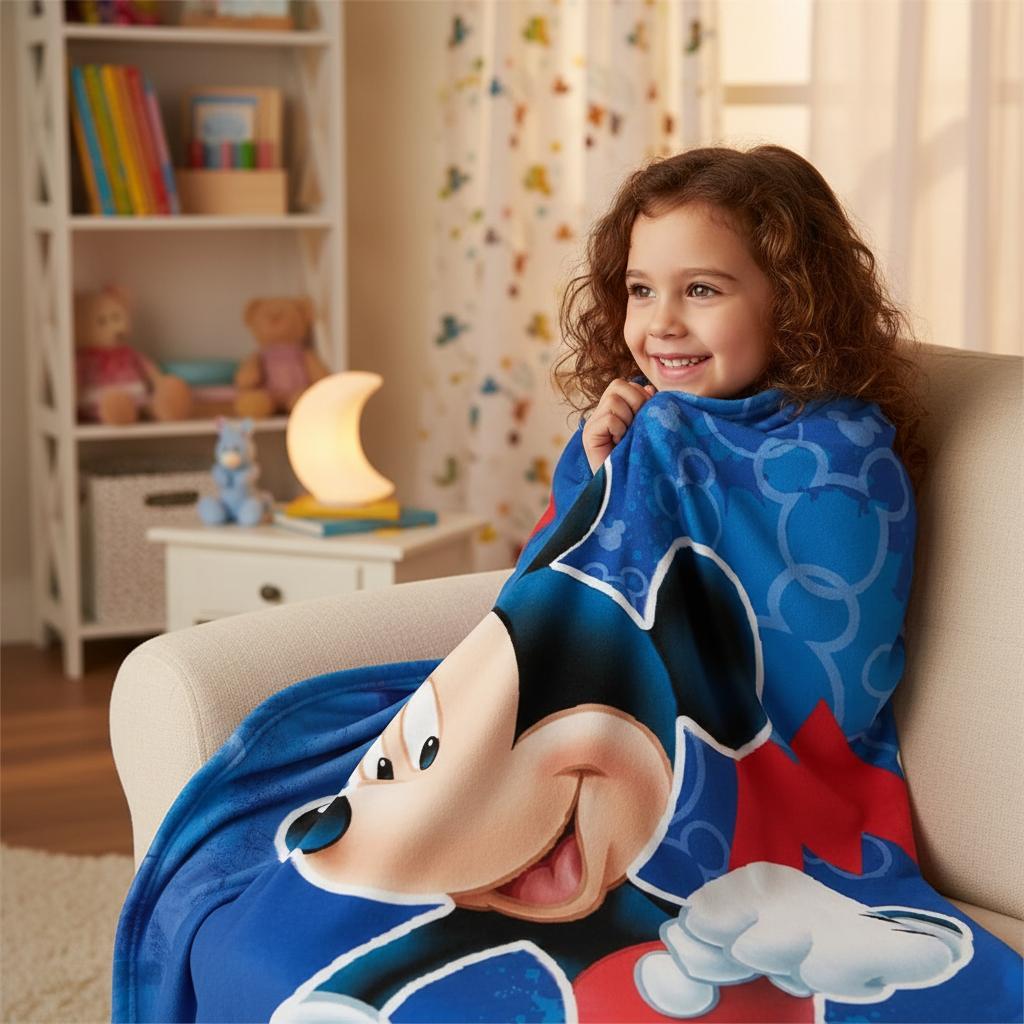 Coperta Ufficiale Plaid Morbida e Calda 100x140cm per Bambini Pile con stampa Idea Regalo TOPOLINO