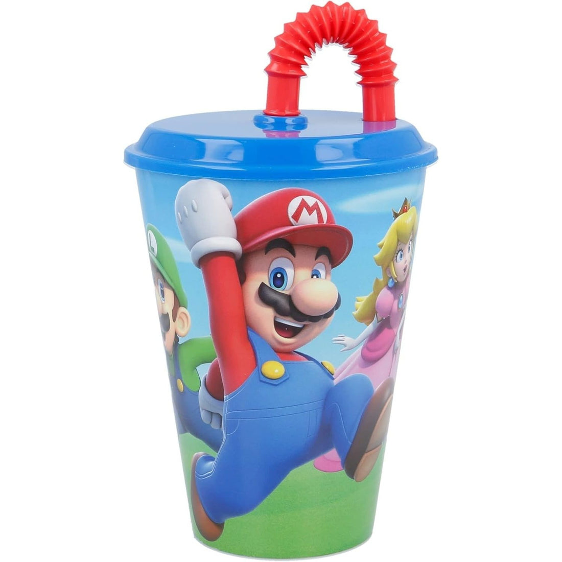 Bicchiere Portamerenda per Bambini con Cannuccia Riutilizzabile - 430 ml | Super Mario