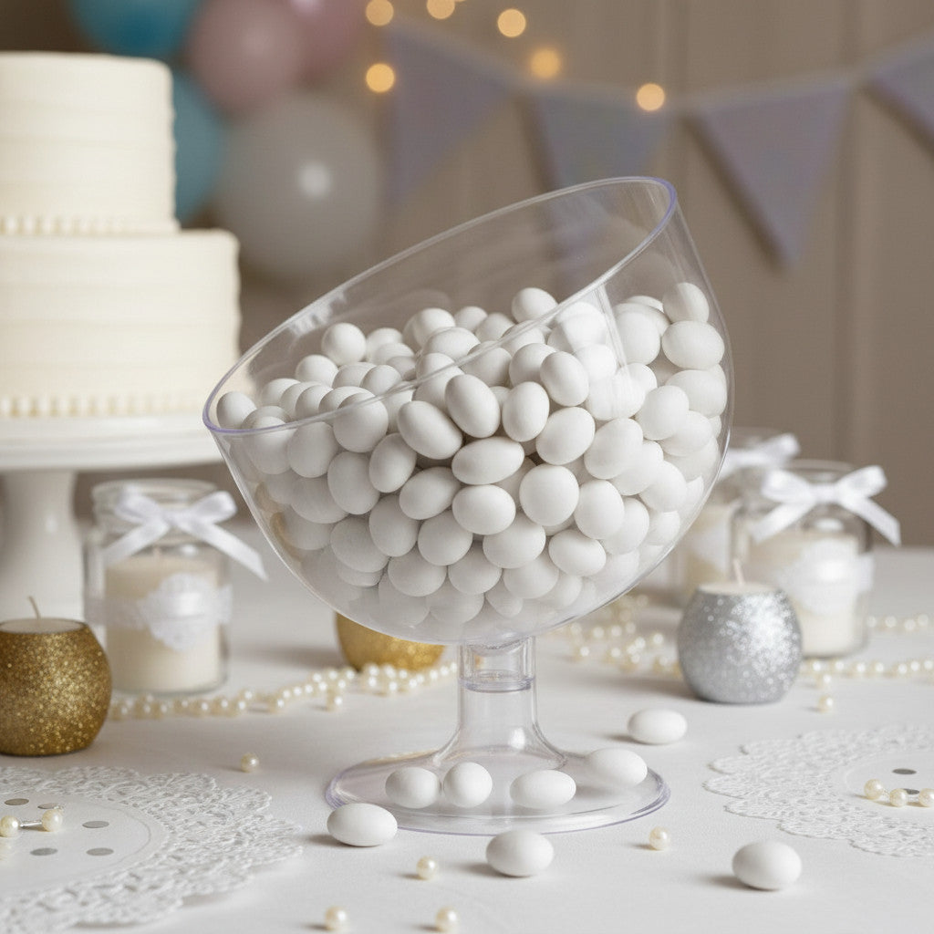 Portaconfetti Coppa trasparente con gambo corto per confetti in plastica per eventi