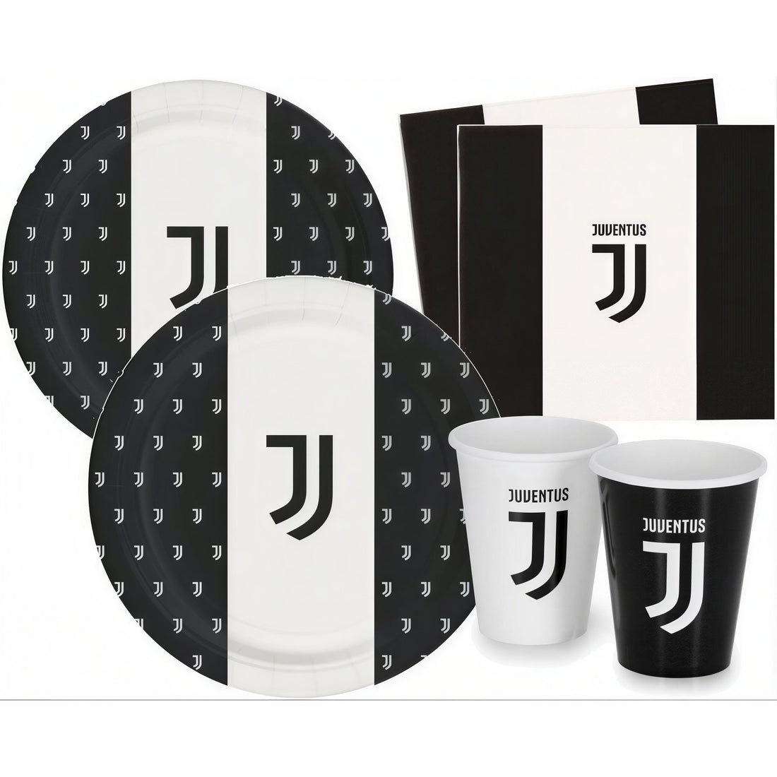 Kit Festa 8 Persone Set Tavola Addobbi Party Compleanno con 8 Piatti, 8 Bicchieri e 20 tovaglioli -  JUVENTUS