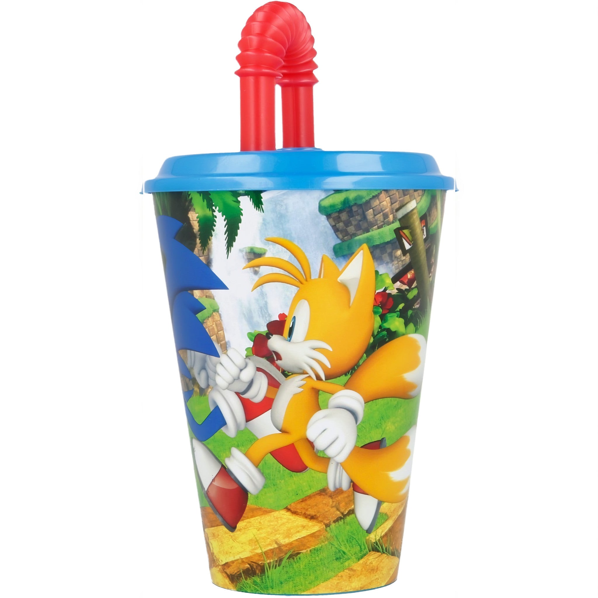 SONIC - Bicchiere ufficiale Per Bambini Con Cannuccia e coperchio Riutilizzabile - 430 ml