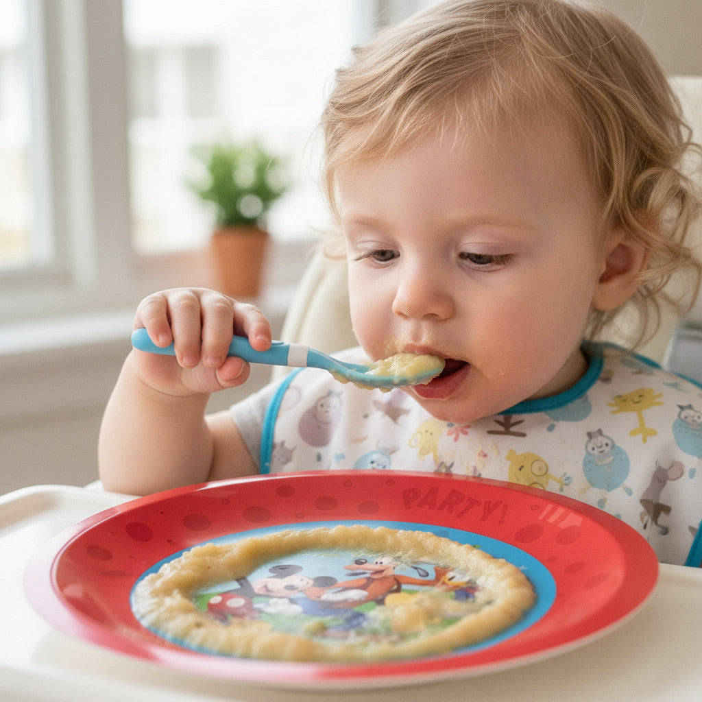 Piatto Bambino riutilizzabile in Polipropilene Stoviglie Bimbo per bambini e bebé - TOPOLINO - Adatto per lavastoglie e microonde