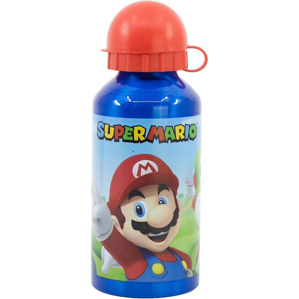 SUPER MARIO - Borraccia ufficiale Scuola Bottiglia Sport in lega di Alluminio per Bambini e Ragazzi 400ml con beccuccio 