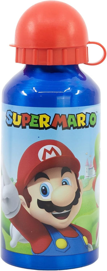 SUPER MARIO - Borraccia ufficiale Scuola Bottiglia Sport in lega di Alluminio per Bambini e Ragazzi 400ml con beccuccio 