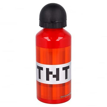 Borraccia Scuola Bottiglia Sport in Alluminio Bambini 400ml con Beccuccio Retraibile (Minecraft TNT)