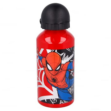 Borraccia Scuola Bottiglia Sport in Alluminio Bambini 400ml con Beccuccio Retraibile (Spiderman)