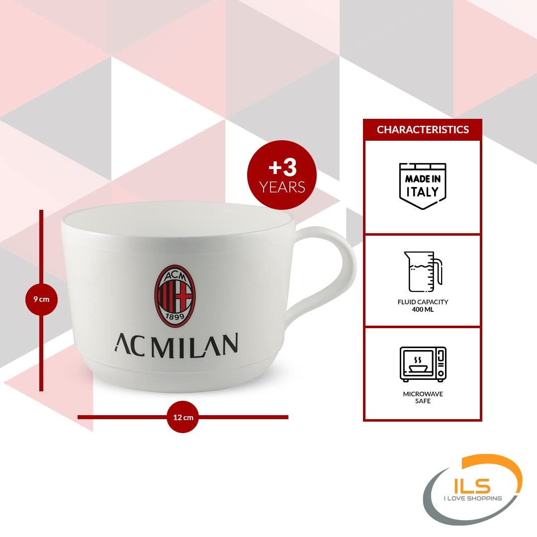 Tazza Ufficiale Tazzone in plastica 360ml  Microonde con manico Tifoso colazione BPA-free Made in Italy - MILAN