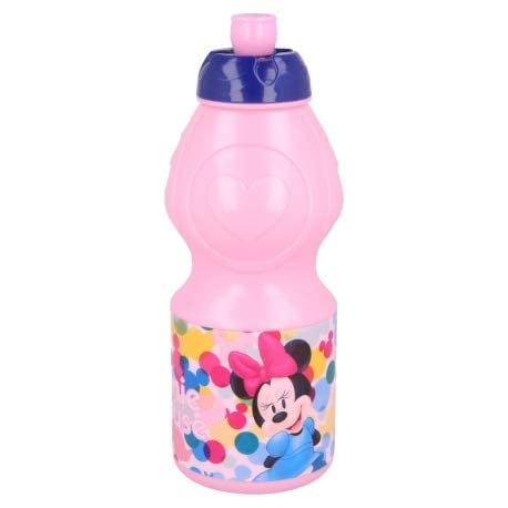 Borraccia Sport Minnie Mouse Topolina in Plastica per Bambini 400ML con Beccuccio Retraibile