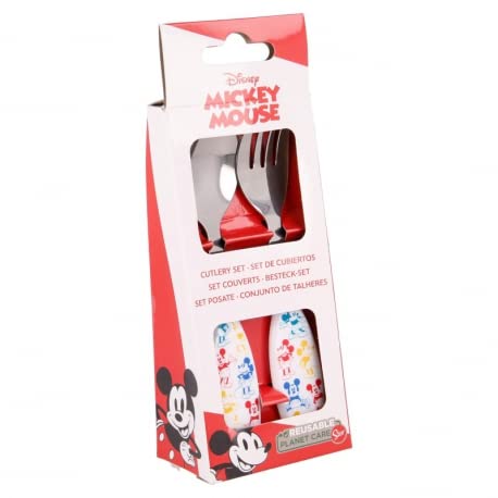 MICKEY MOUSE | Set Posate  Bambini in Acciaio Inossidabile - Forchetta e Cucchiaio (Topolino)