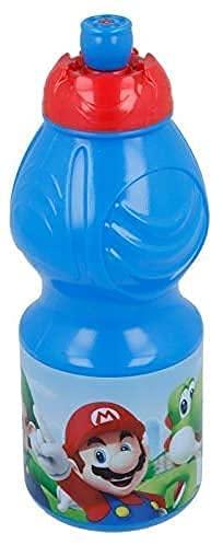 Borraccia Sport Bambini 400ML in Plastica con Beccuccio Retraibile (Super Mario)