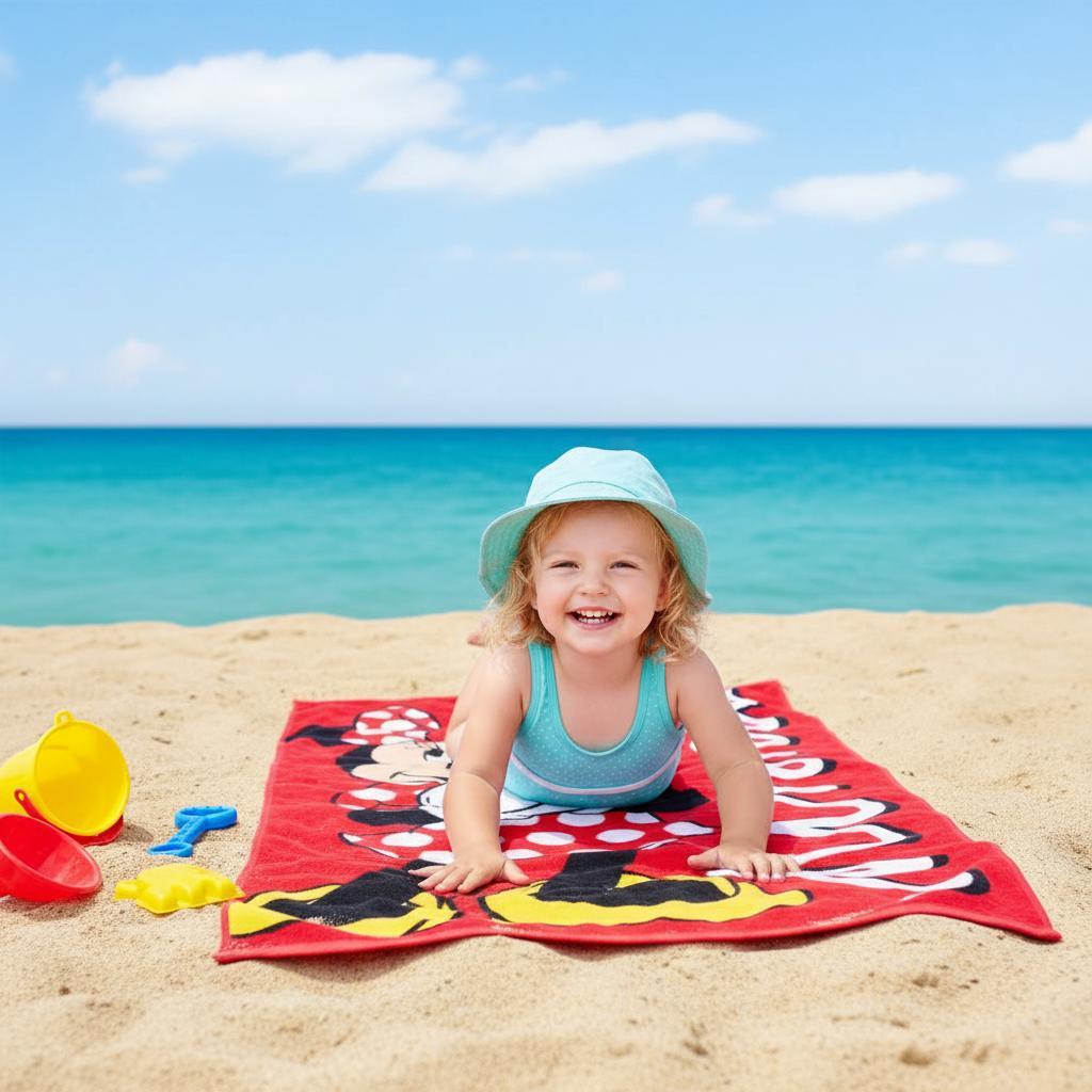 Telo Mare Asciugamano da spiaggia e piscina in microfibra CM. 140X70 asciugatura rapida, ultra morbido ( Minnie Mouse Re