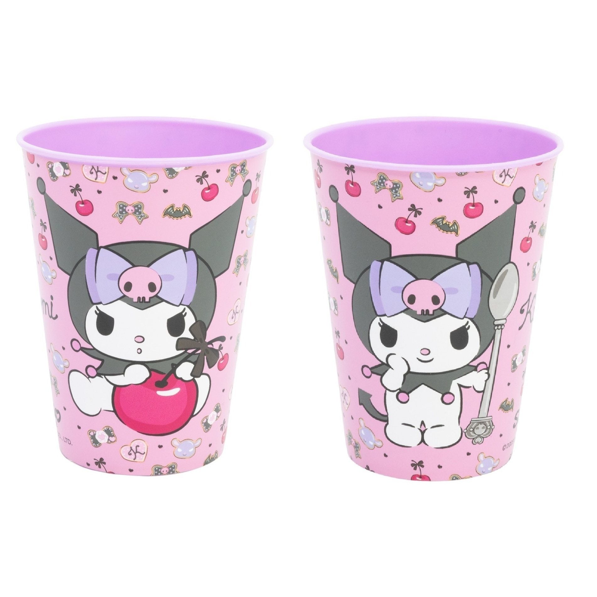 KUROMI - Set 2 Bicchieri per Bambini 260 ml in plastica Regalo per Ragazzi - Adatto per lavastoglie e microonde