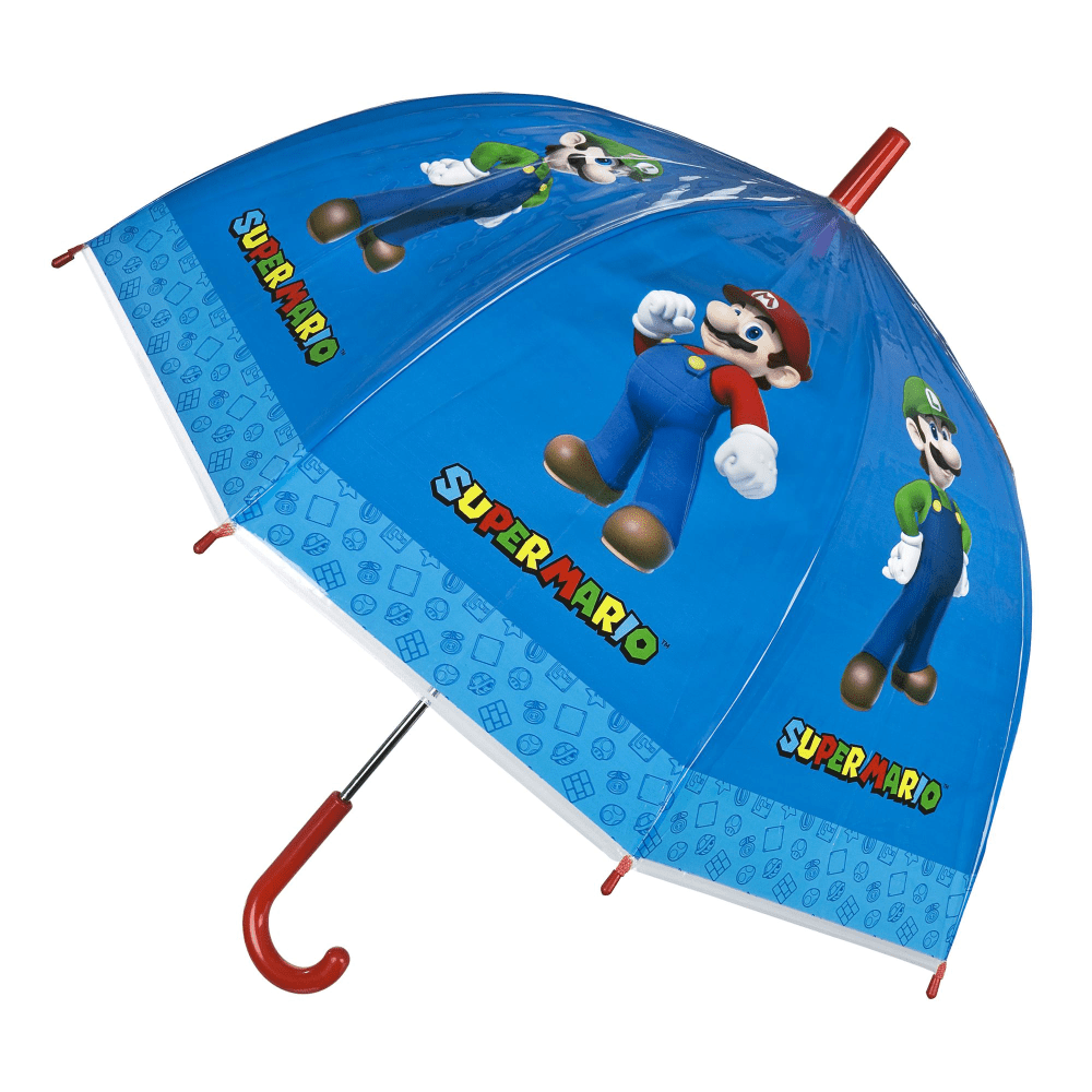 SUPERMARIO - Ombrello da Pioggia Trasparente e Multicolore unisex a campana per bambini SUPER MARIO