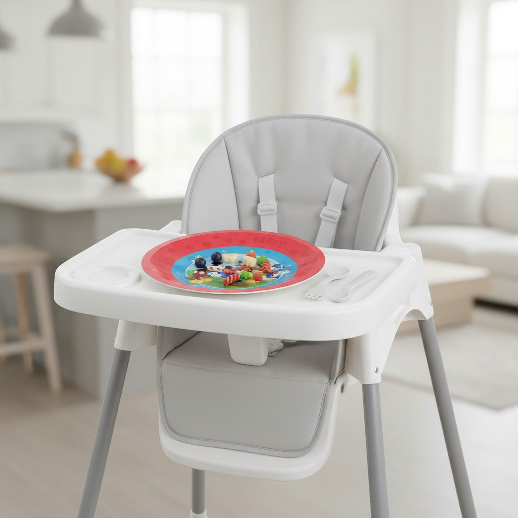 Piatto Bambino riutilizzabile in Polipropilene Stoviglie Bimbo per bambini e bebé - TOPOLINO - Adatto per lavastoglie e microonde