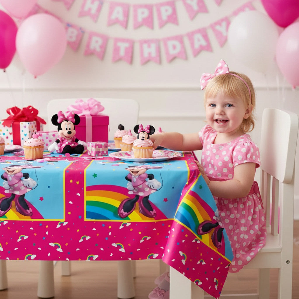 Tovaglia decorazione per compleanno dei bambini e feste a tema, Rettangolare, 120 cm x 180 cm, lavabile TOPOLINA