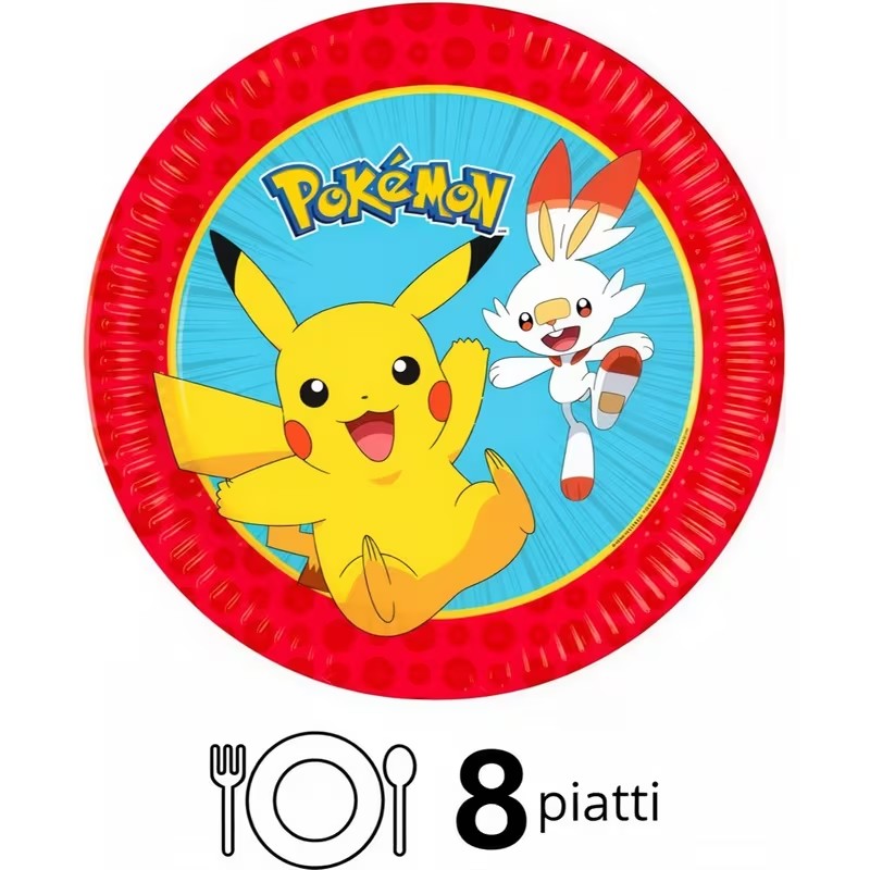 Pokemon Set Festa 8 persone | Stoviglie Monouso Piatti, Bicchieri, Tovaglioli compleanno bambini