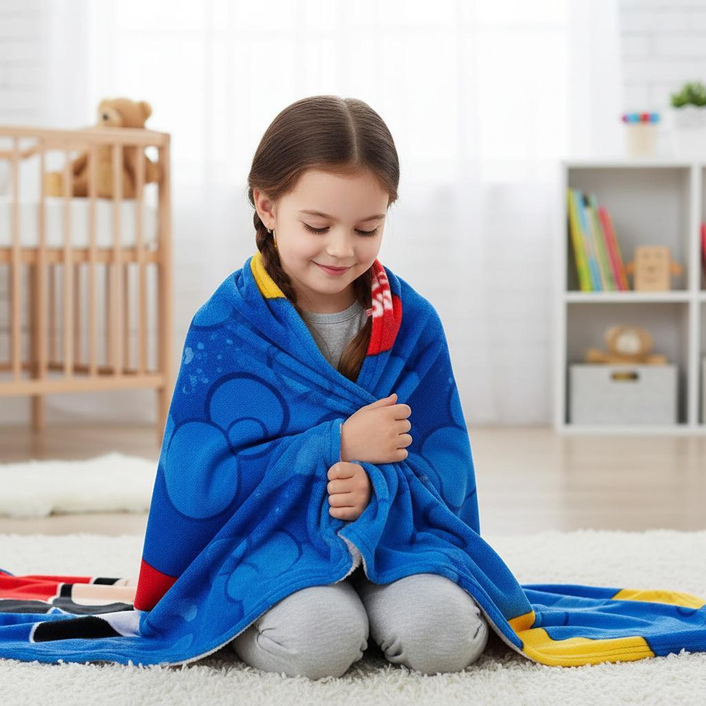 Coperta Ufficiale Plaid Morbida e Calda 100x140cm per Bambini Pile con stampa Idea Regalo TOPOLINO