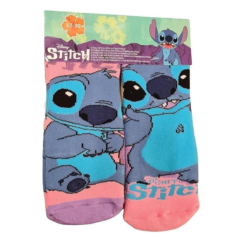 Stitch - 2 paia Calzini antiscivolo ufficiali Calze bambini Stitch anti scivolo