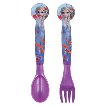 Set Posate per Bambini in Plastica Alimentare - Forchetta e Cucchiaio Made in Spain FROZEN