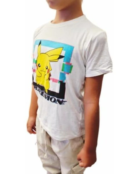 POKEMON - Maglietta Ufficiale 100% Cotone per Bambini T-Shirt Abbigliamento Maglia Ragazzi - Pikachu