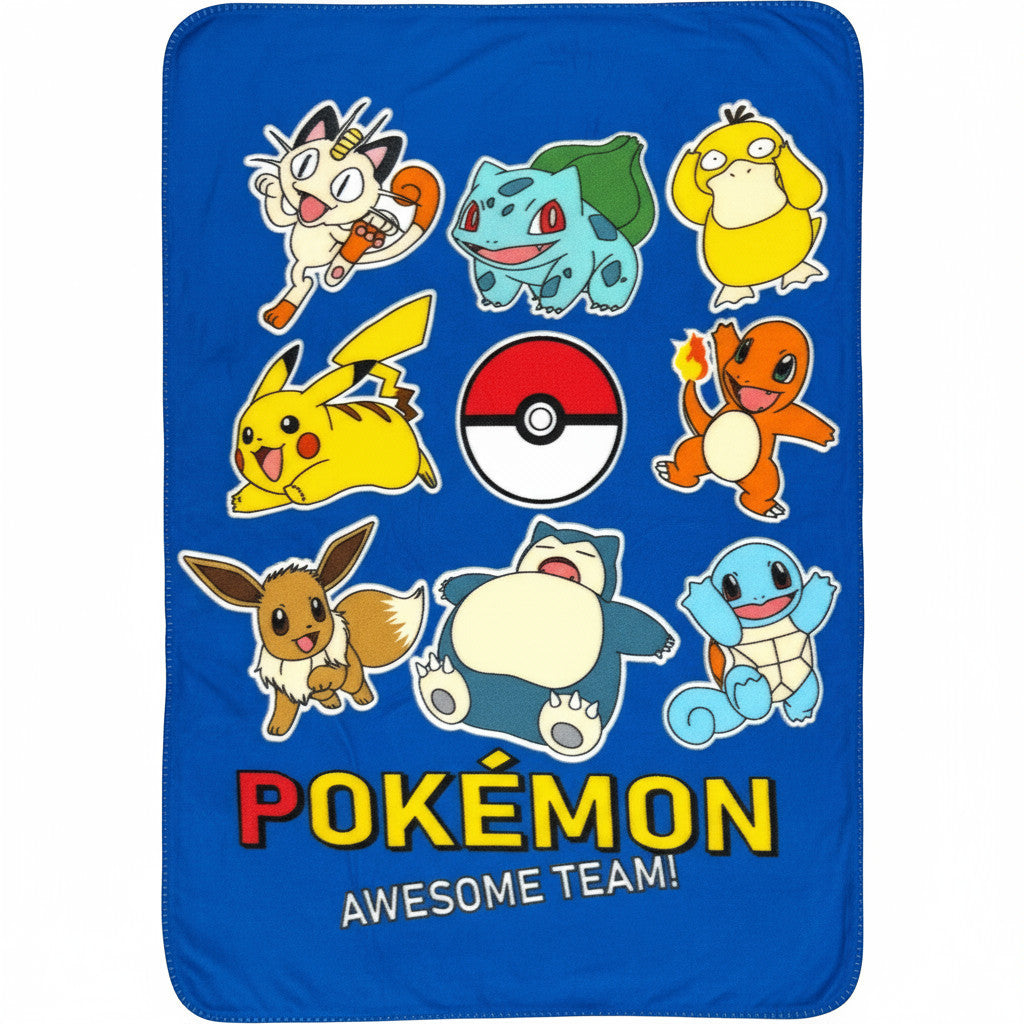 POKEMON - Coperta Ufficiale Plaid Morbida e Calda 100x140cm per Bambini Pile con stampa Idea Regalo
