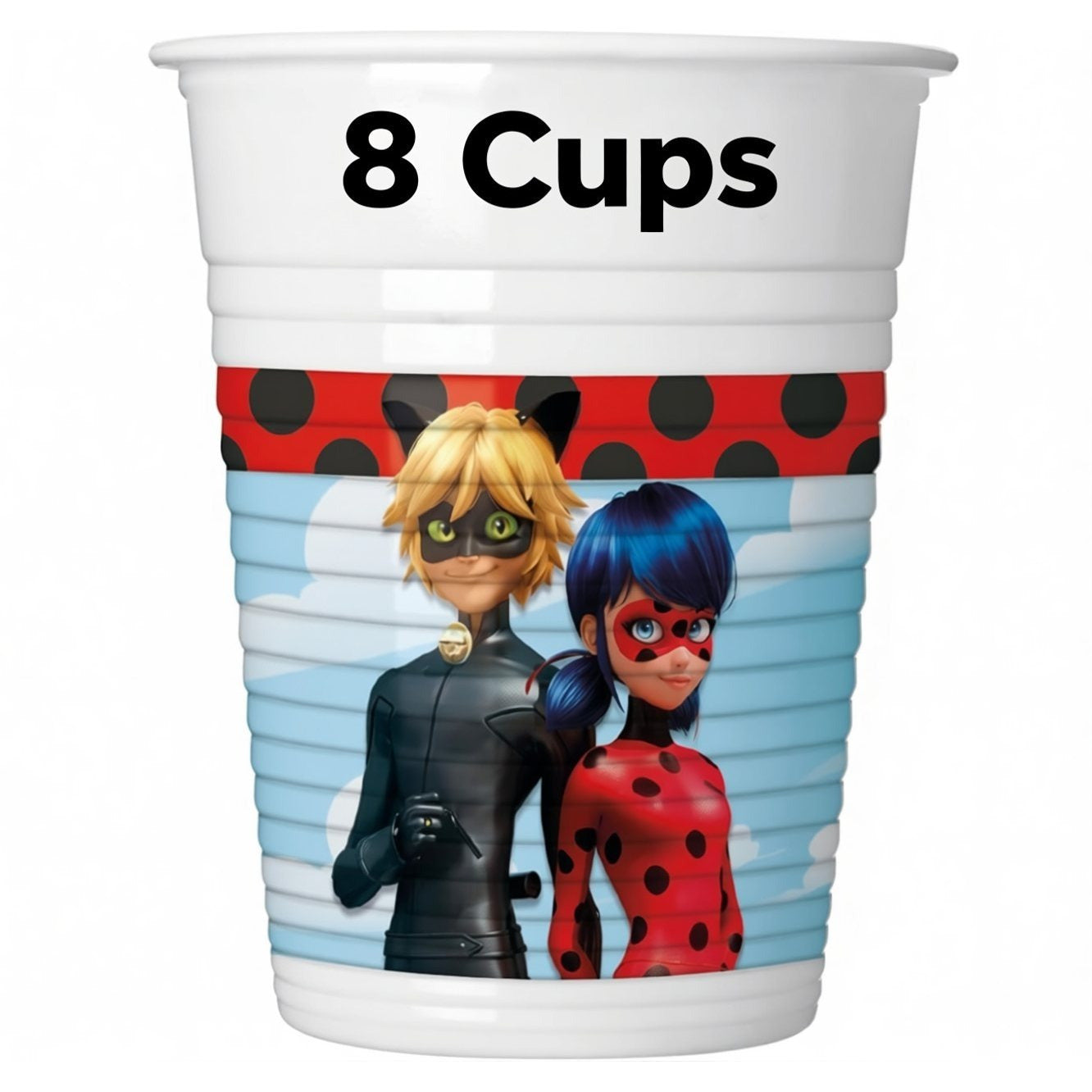 Kit Festa 8 Persone Set Tavola Addobbi Party Compleanno con 8 Piatti, 8 Bicchieri e tovaglioli Miraculous Lady