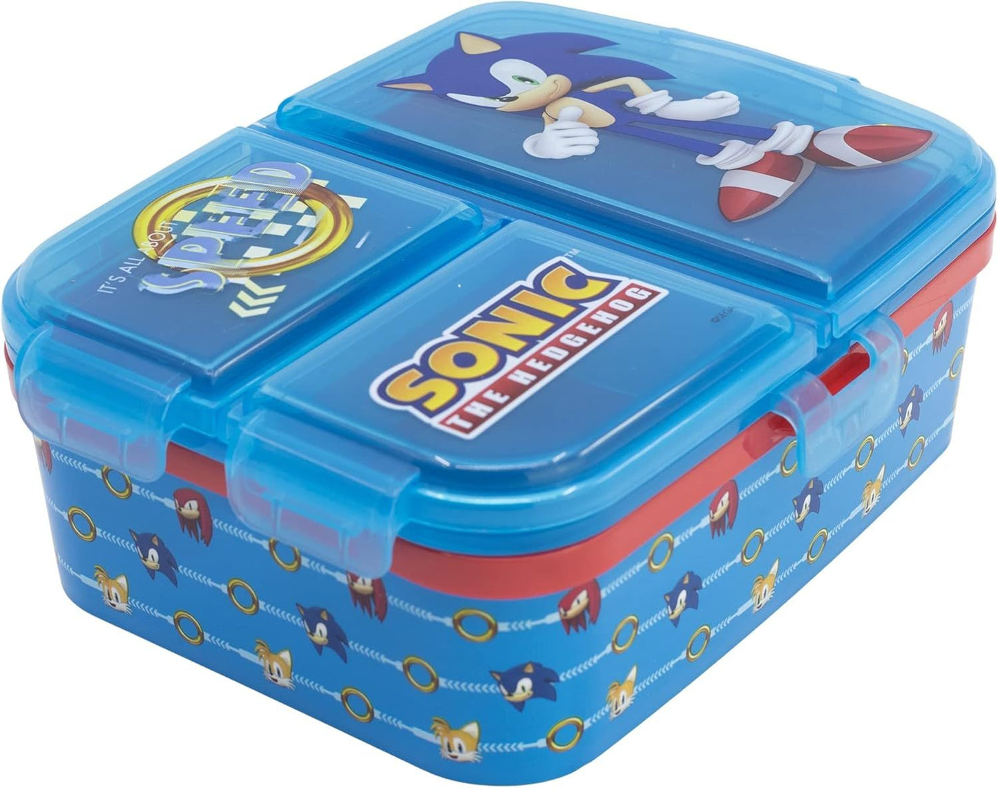SONIC - Porta Merenda Scuola con 3 scomparti Portamerenda in Plastica Bambini Pranzo Launch Box - BPA Free
