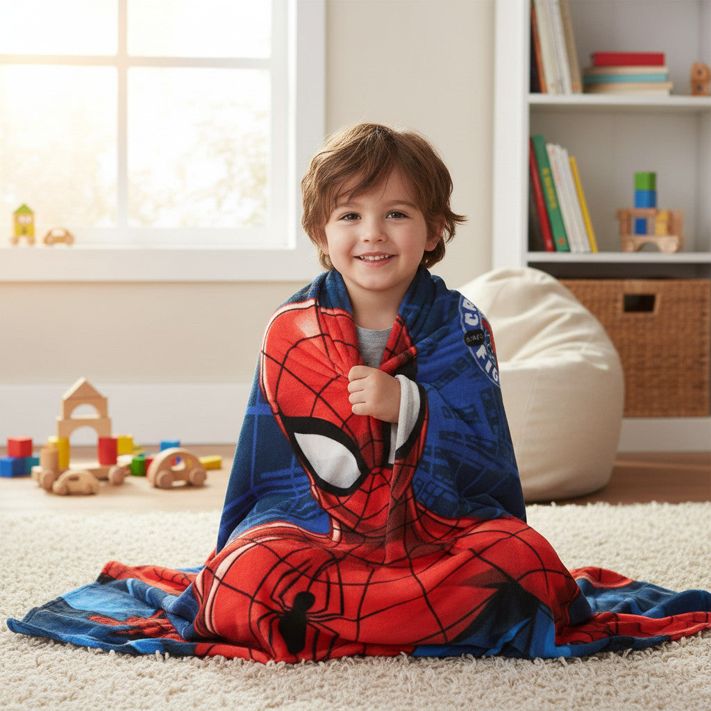 Coperta Plaid Morbida e Calda 100x140cm  Bambini Pile con stampa (SPIDERMAN)