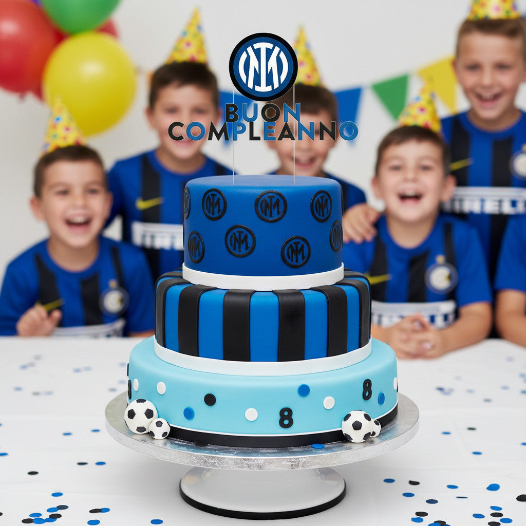 Decorazione Ufficiale Torta Topper Buon Compleanno 18x19 cm - INTER