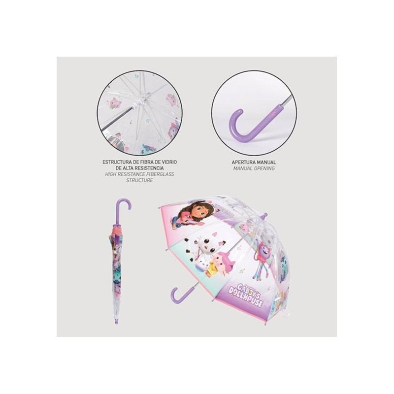 Ombrello da Pioggia Trasparente e Multicolore unisex a campana per bambini GABBY