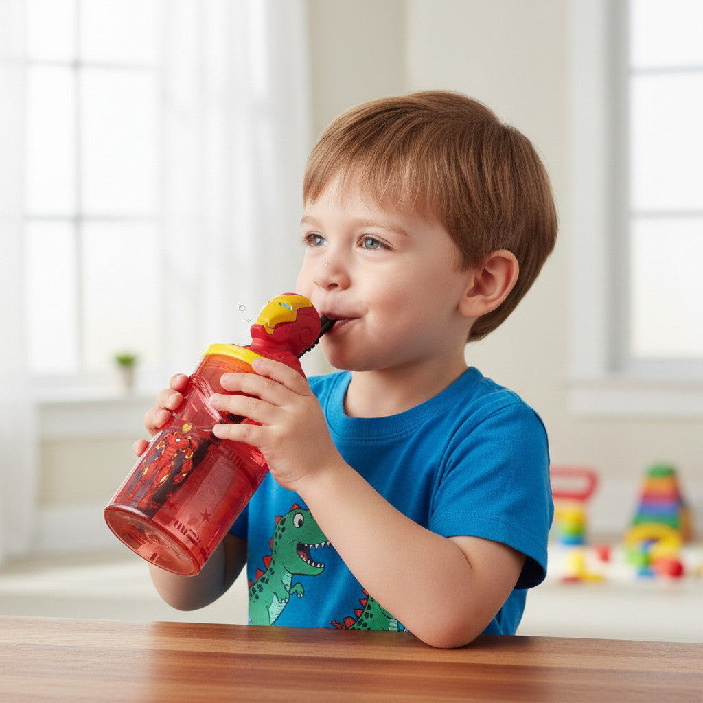 Bicchiere 360ml con Cannuccia e Personaggio 3D Borraccia per Bambini e Ragazzi AVENGERS