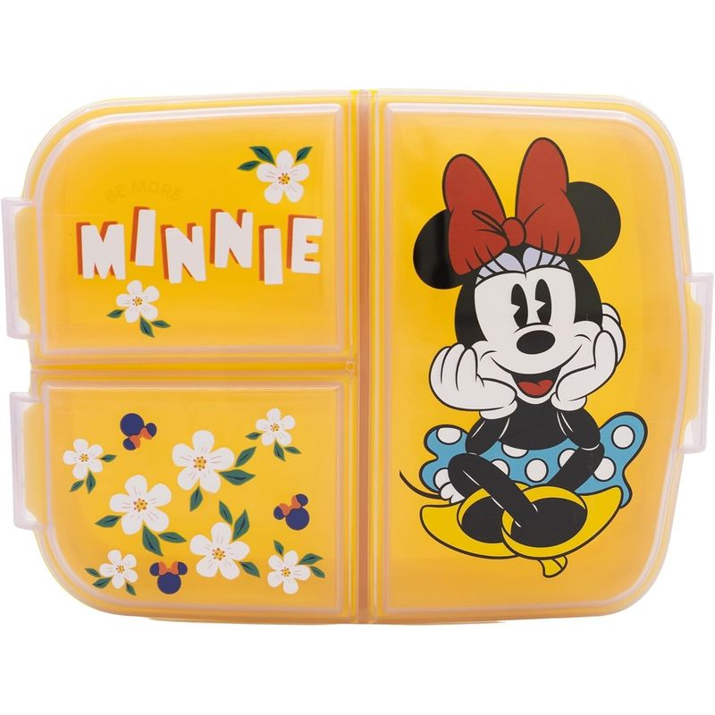 Porta Merenda Scuola con 3 scomparti Portamerenda in Plastica Bambini Pranzo Launch Box - (per Minnie Mouse)