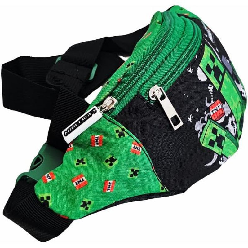 Borsello Bambino Marsupio Tracolla Ragazzo Spalla Regolabile Viaggio Sportivo Tempo Libero Gadget Minecraft 2 Tasche Zip