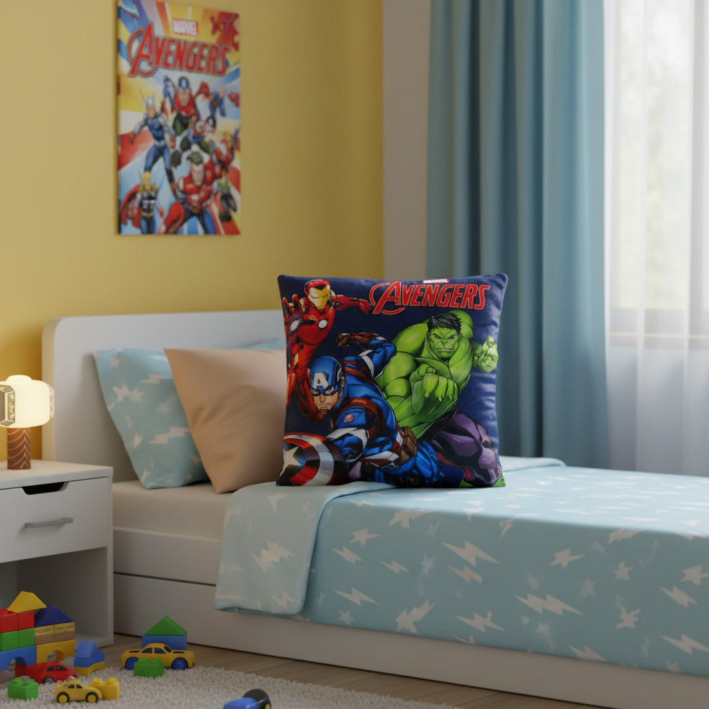 AVENGERS - Cuscino Ufficiale Arredo 40x40 cm morbido con imbottitura 100% poliestere per cameretta bambini e ragazzi - HULK