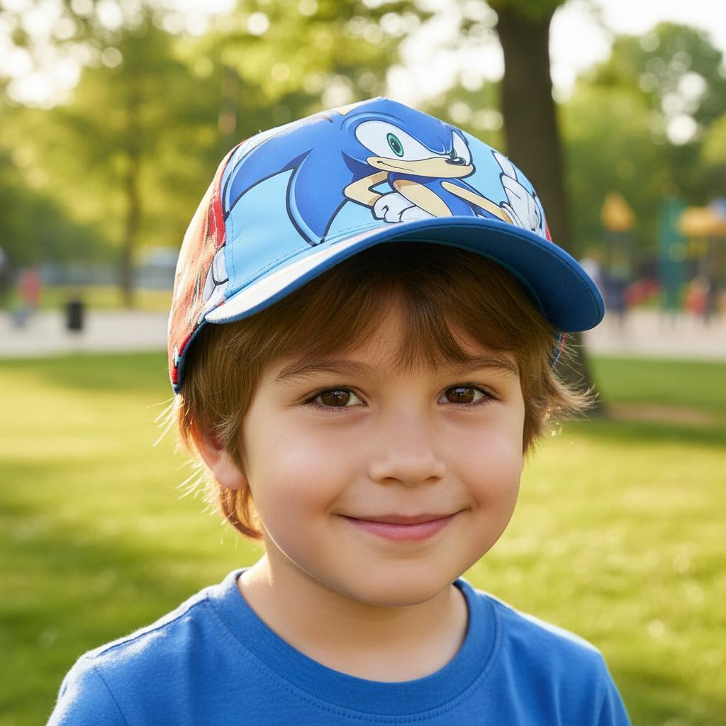Cappello con Visiera da Ragazzo/Bambino - Berretto da Baseball Regolabile Sonic