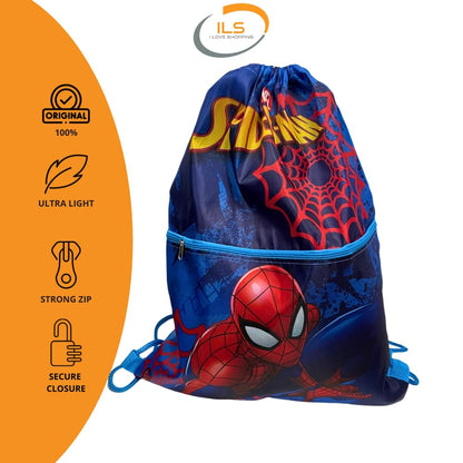 SPIDERMAN - Sacca Sportiva con manici e tasca per Bambino, Borsa Coulisse Zaino per Asilo, Palestra, Piscina, Viaggio, Portascarpe | per SPIDERMAN