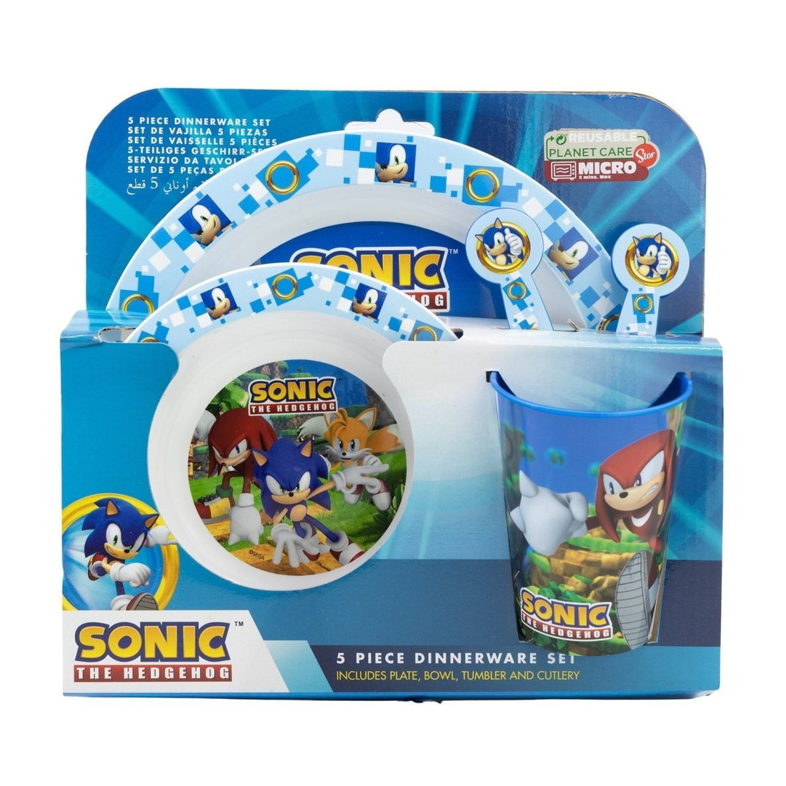 Set di stoviglie riutilizzabile per bambini bicolore – Set composto da 5 pezzi: Piatto, ciotola, bicchieri e posate per bambini e bebé